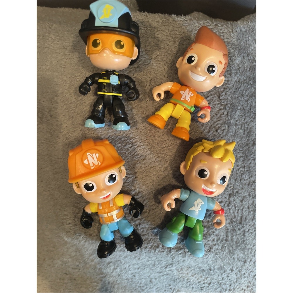 Vlad & Niki Toys 4 Action Figures 3 inch Steel Worker, Fireman & 2 Others
